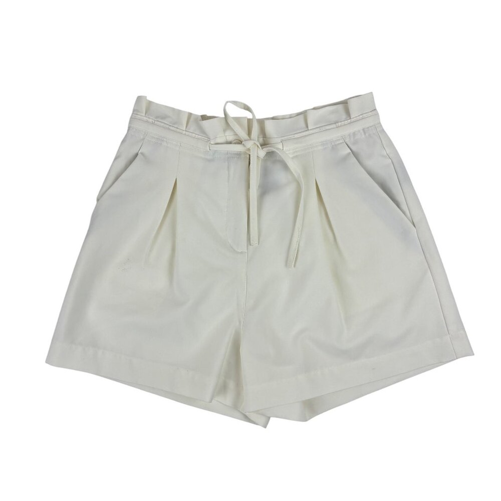 Kardashian Kollection Cream Shorts Womens Size S High-Waisted Pleated With Tie W